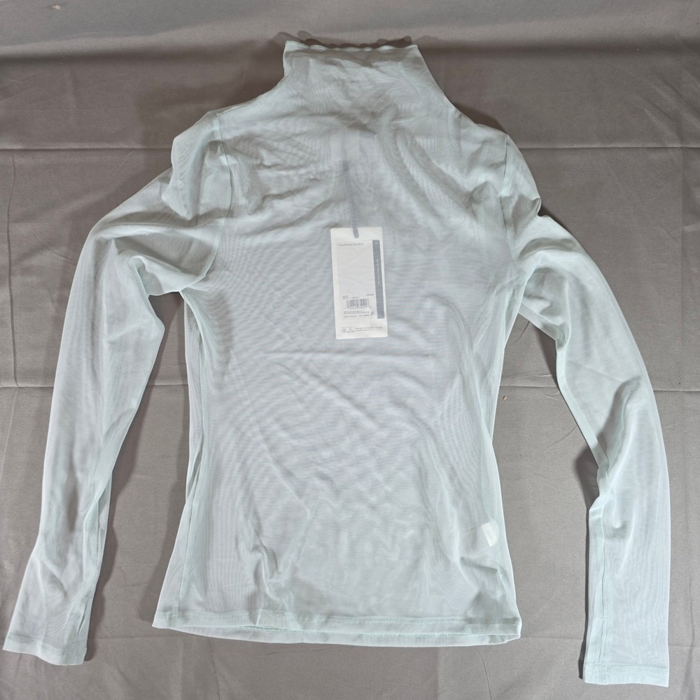 Calia Draped Funnel Long Sleeve Mesh Top Smoked Turquoise WAX27 Small NWT